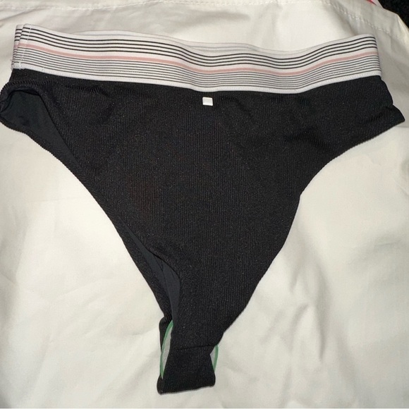 NWOT women’s dolce vita black ribbed elastic band waist bikini bottom S beach - Picture 4 of 8
